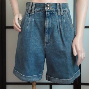 Vintage Pierre Cardin High Waist Baggy Shorts Blue Denim S